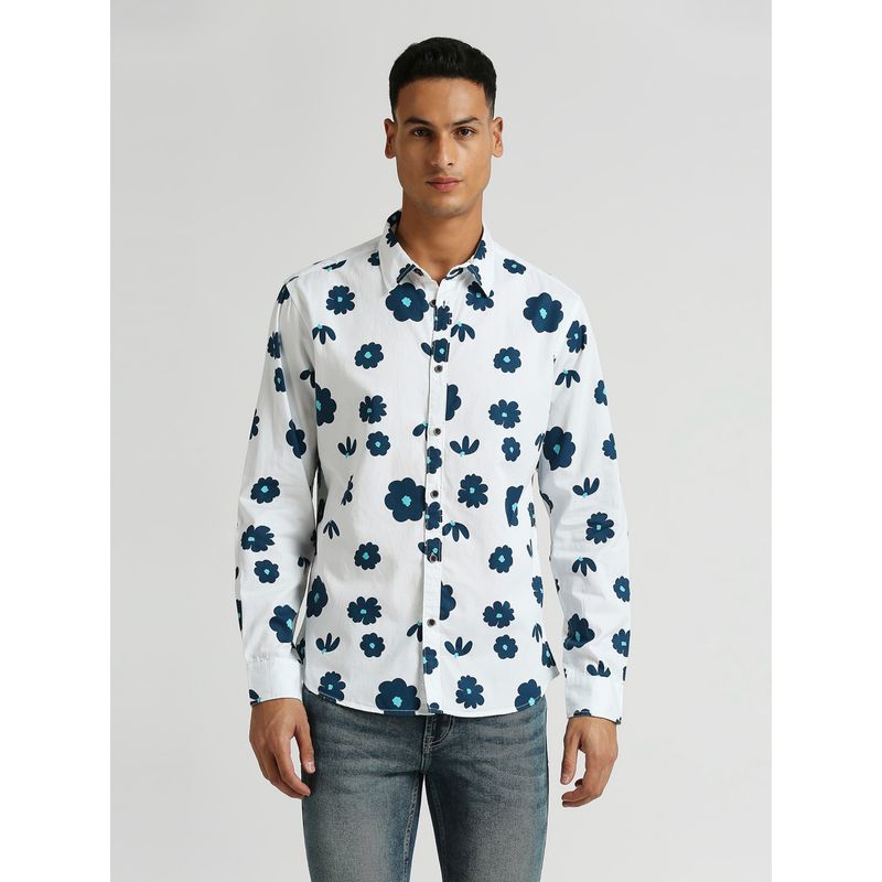 Pepe Jeans White All Over Printed Long Sleeve Shirt (M)