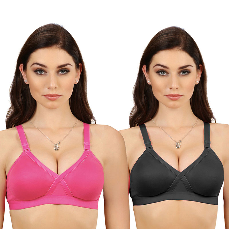 Buy Groversons Paris Beauty Extra Support Cotton Rich Sports Bra-  Pink-Black at
