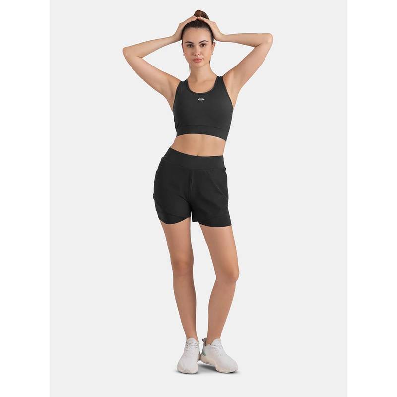 STRCH Fast As Flash Womens Double Layered Shorts - Black (L)