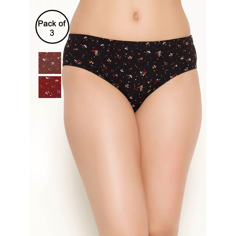 Clovia Pack of 3 Cotton Medium waist Inner elastic Hipster Panty (XL)