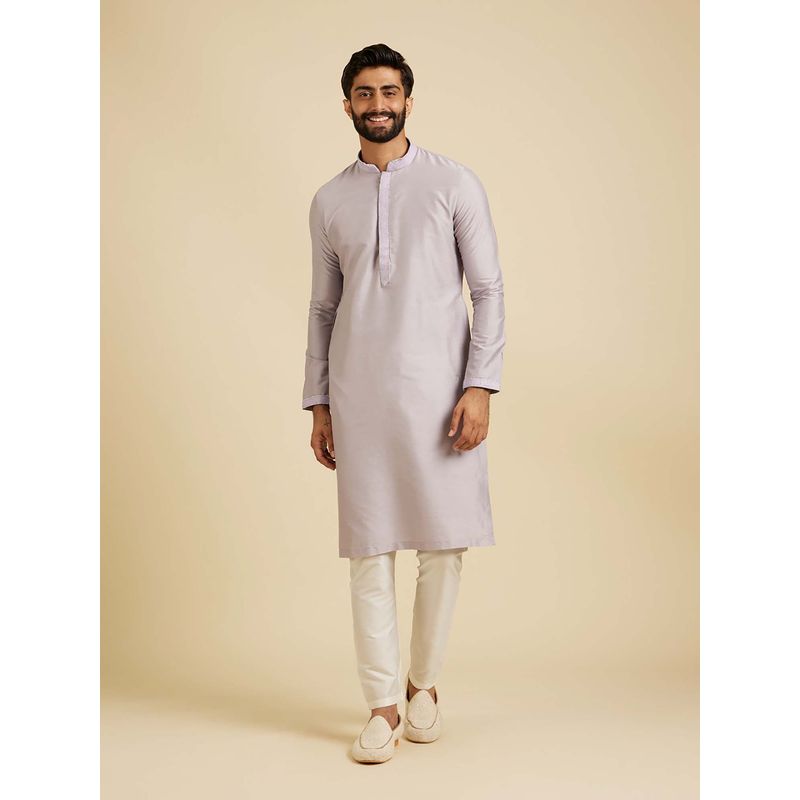 Manyavar Purple Self Design Kurta with Nehru Jacket and Pyjama (Set of 3) (2XL)