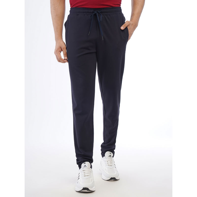 JadeBlue Mens Navy Blue Lycra Slim Fit Solid Trackpant (42)