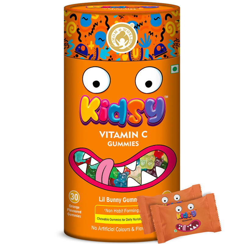 Buy Mom & World Kidsy Vitamin C Gummies For Kids Orange Flavoured Online