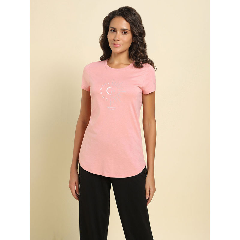 Van Heusen Women Round Neck & Short Sleeve Lounge T-Shirt Blush Connect (S)