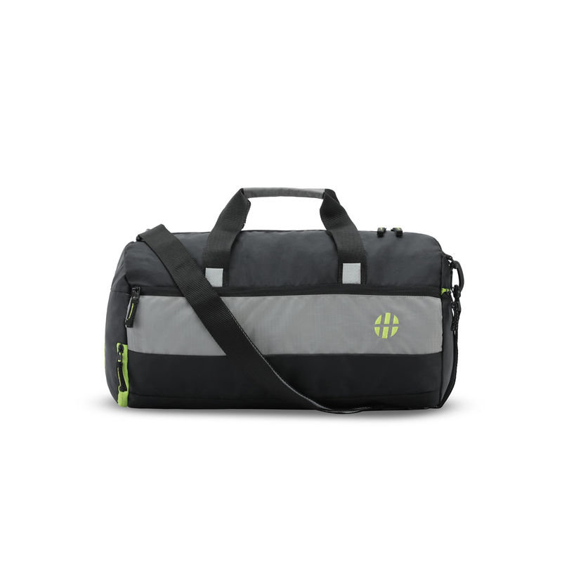 Harissons Trinity Polyester Gym Duffel Bag With Shoe Compartment - 28L, Water Resistant, Black/Green