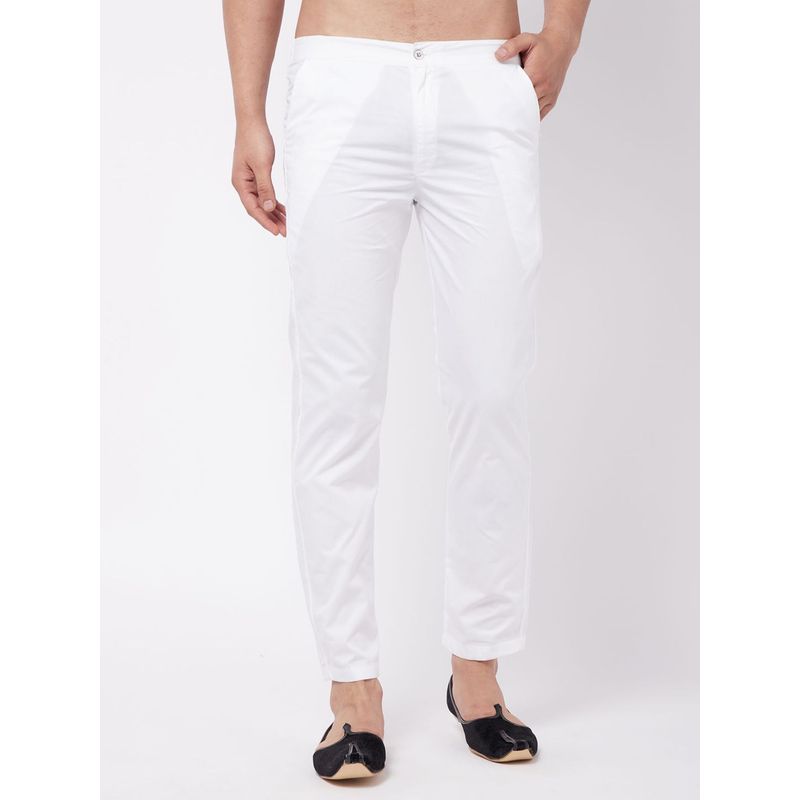 Vastramay Men's White Cotton Pant Style Pyjama (36)