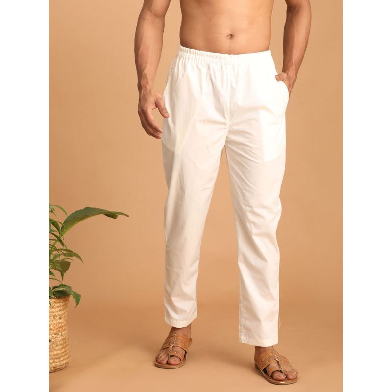 Vastramay Men's Cream Cotton Pant Style Pyjama (38)