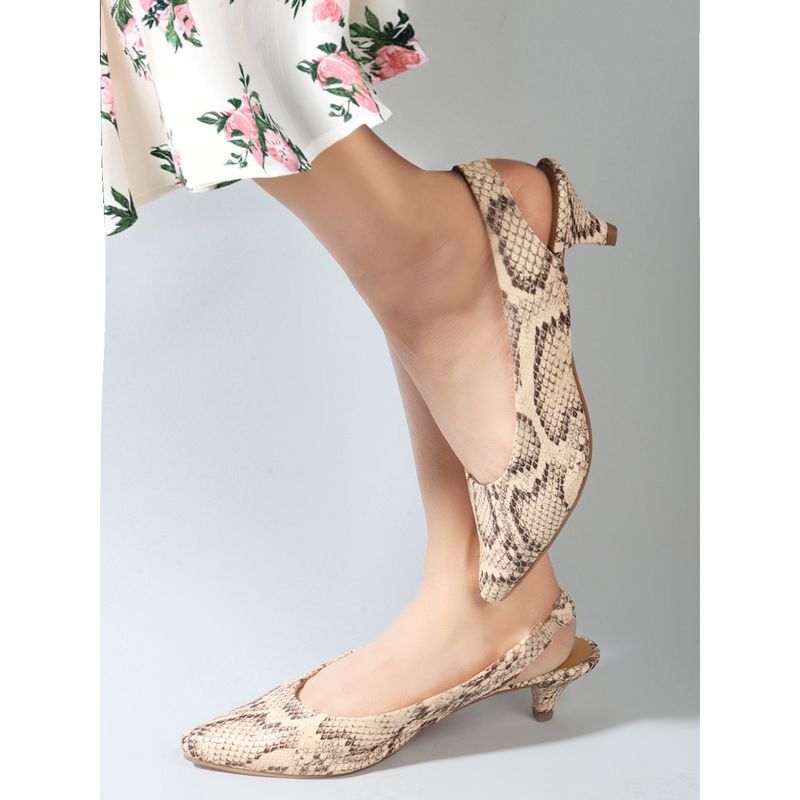 Carlton London Beige Pointed Toe Women Slingback Mule Heels (EURO 40)