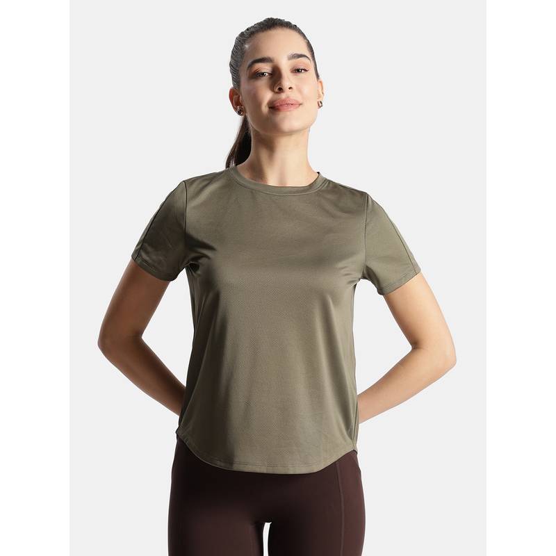 Jockey MW87 Women Microfiber Fabric Regular Fit Active Wear T-Shirt-Earth (XL)
