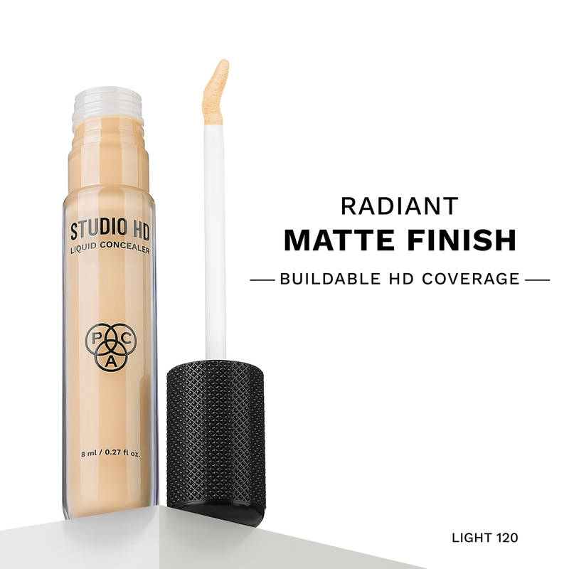 PAC Studio HD Liquid Concealer HD Light 120 - Radiant Matte Finish, Long Wearing Buildable Coverage