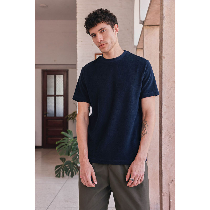 PRIMAL GRAY Navy Blue Towel Terry T-Shirt (S)
