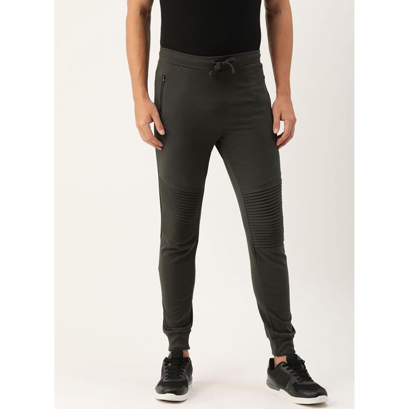 The Indian Garage Co Men Grey Solid Slim Fit Joggers (XL)