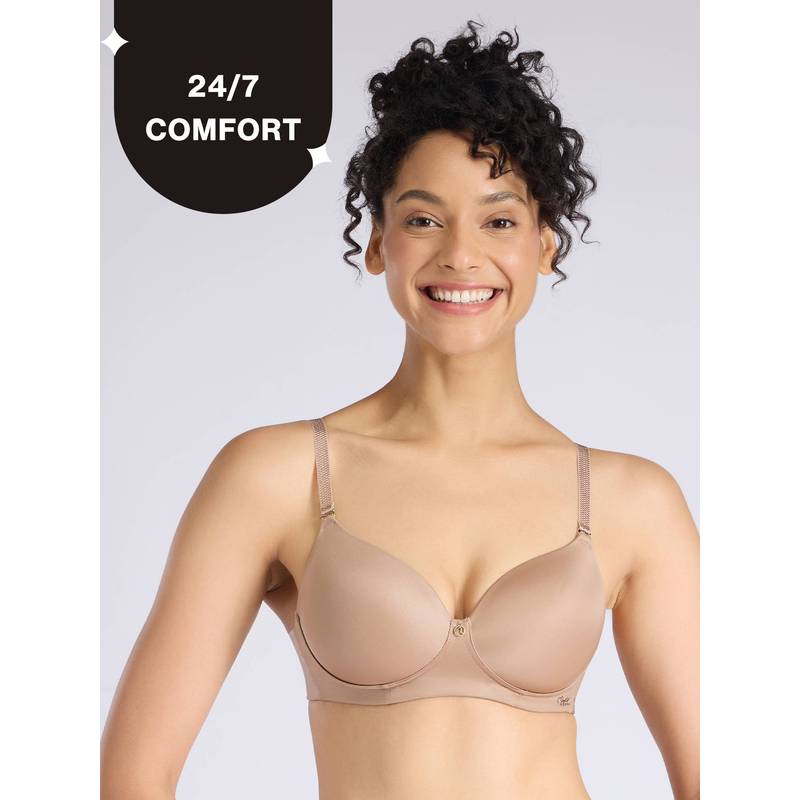 Ultimate 24/7 Multiway Luxe 3/4th Coverage Padded Non Wired T-Shirt Bra NYB459 D.Nude (36C)