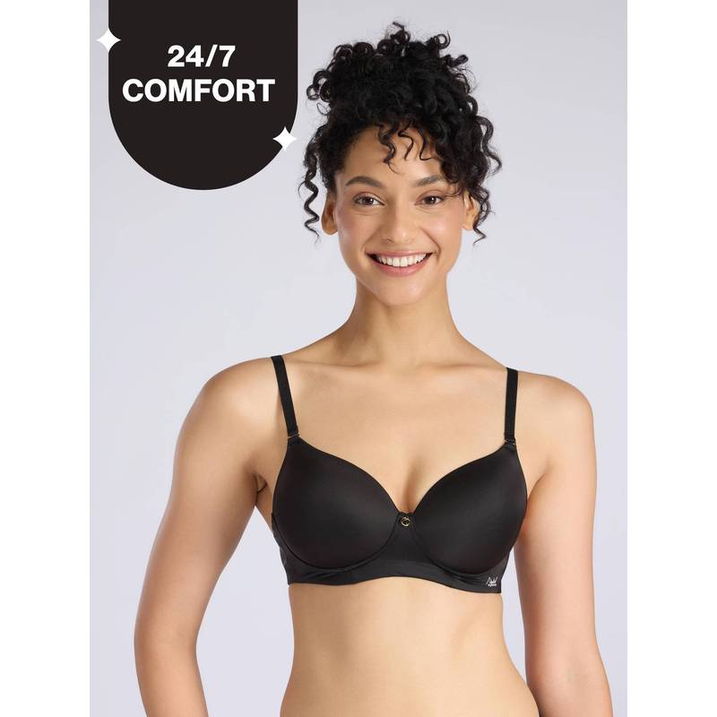 Ultimate 24/7 Multiway Luxe 3/4th Coverage Padded Non Wired T-Shirt Bra NYB459 Black (34C)