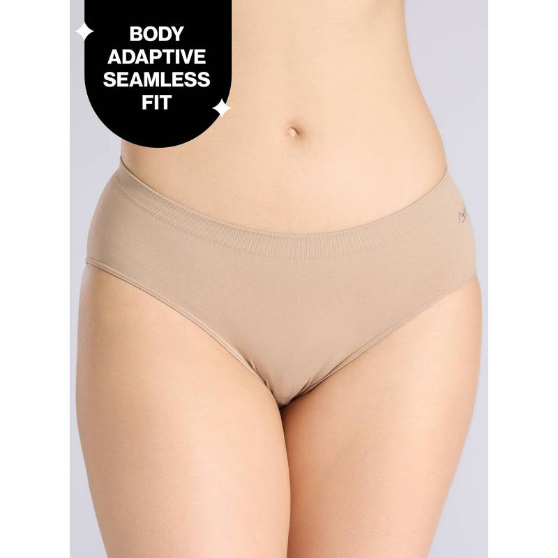 Adapt360° Seamless Hipster Panty with No-Roll, Dig-Free Fit & Cotton Gusset NYP410 D Nude (XS)
