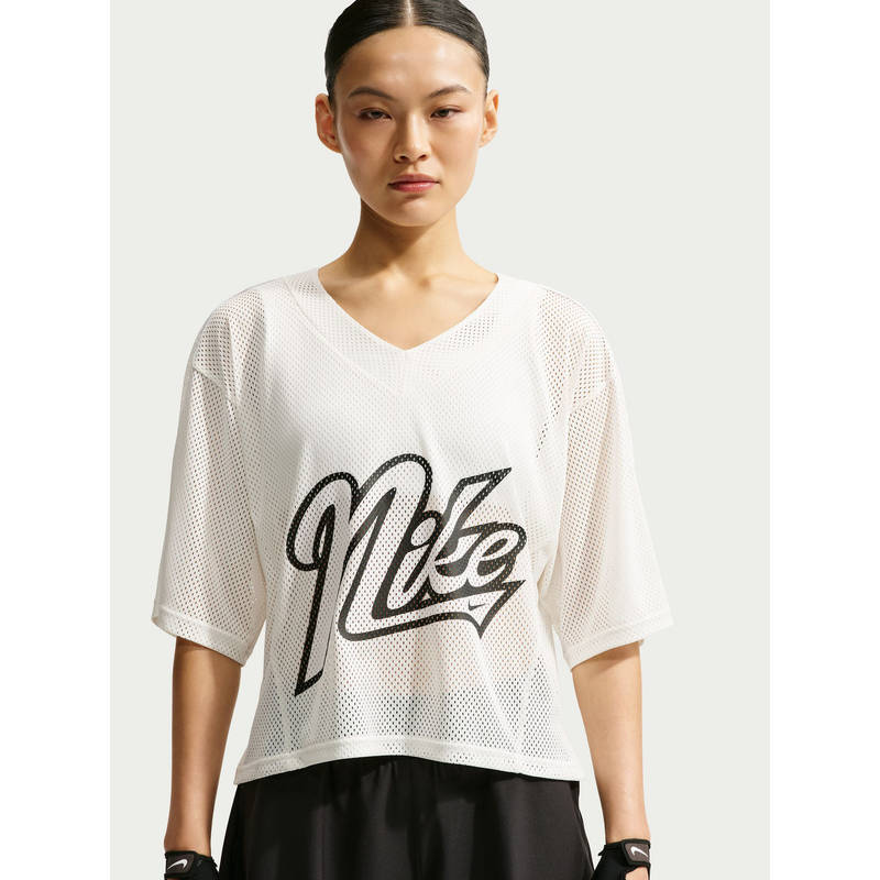 Nike Women White Self Design T-shirt - IV4917-133 (S)