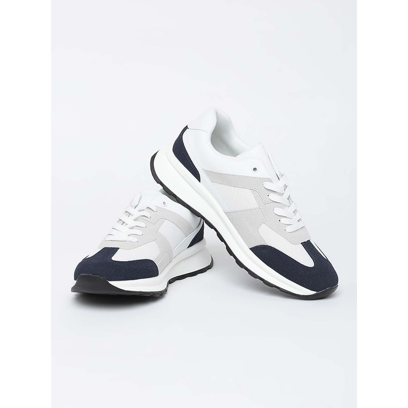 Snitch Navy Blue and White Colour Blocked Sneakers (EURO 43)