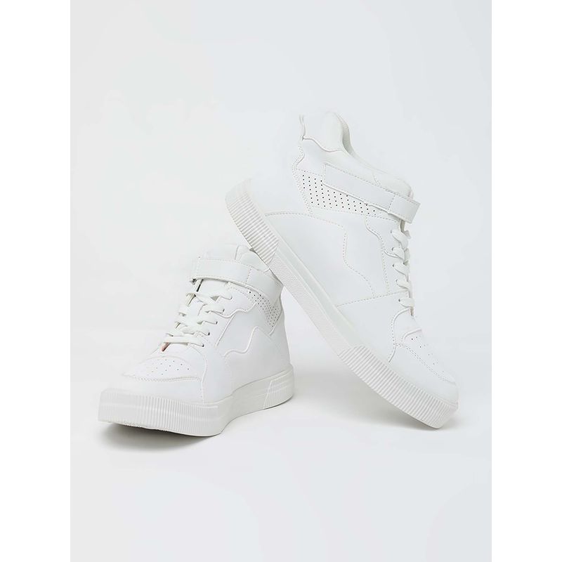 Snitch White Solid Mid Ankle Sneakers (EURO 44)