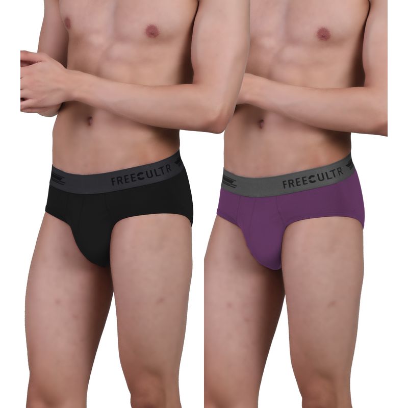 FREECULTR Men's Anti-Microbial Air-Soft Micromodal Underwear Brief, Pack of 2 - Multi-Color (XXL)