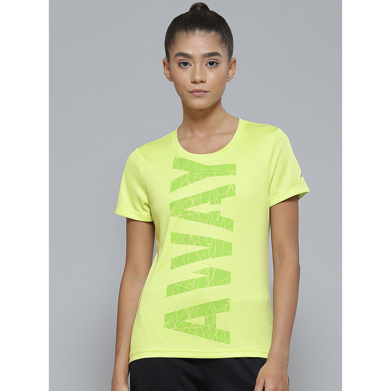 Alcis Women Green Typography Printed Slim Fit T-shirt (S)