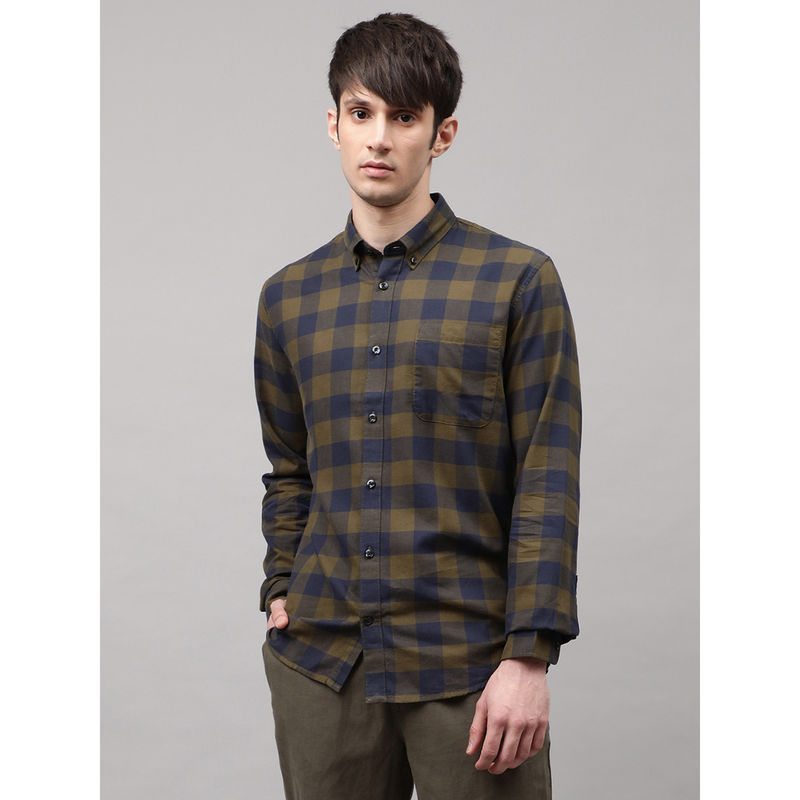 Matinique Olive Night Checked Button Down Collar Shirt (L)