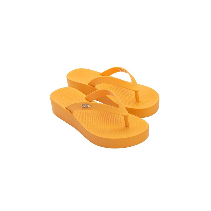Melissa Sun Venice Platform Ad Solid Plain Yellow Flipflops UK 7