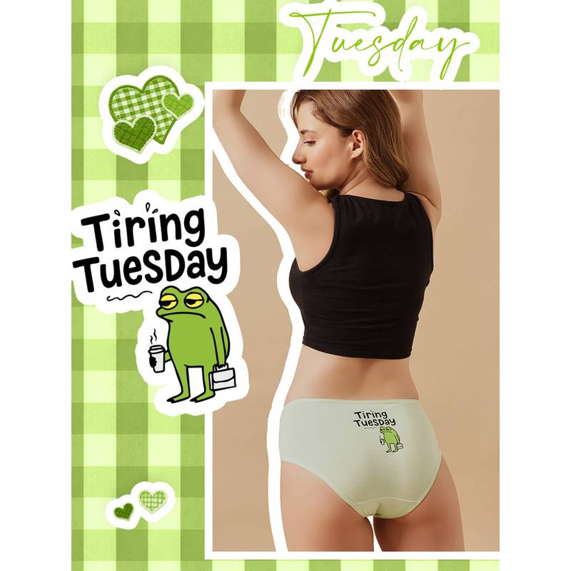 Clovia Green Tiring Tuesday Cotton Mid Waist Hipster Brief (L)