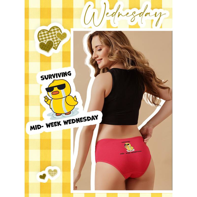 Clovia Pink Mid-week Wednesday Cotton Mid Waist Hipster Brief (3XL)