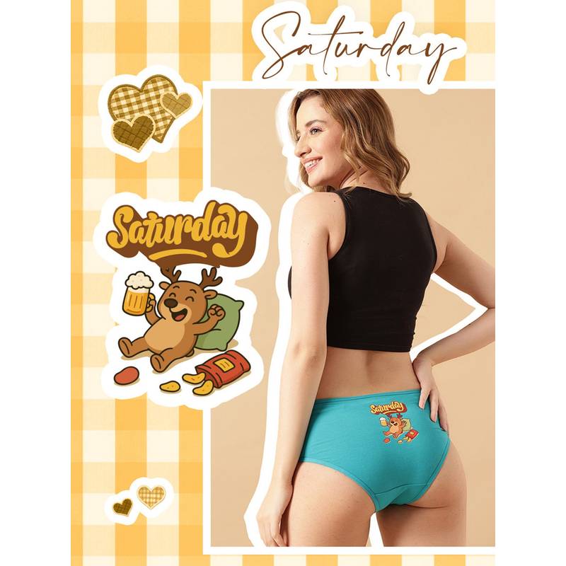 Clovia Green Sassy Saturday Cotton Mid Waist Hipster Brief (3XL)