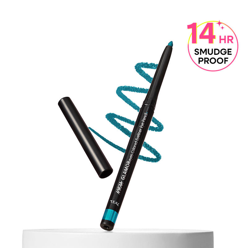 Nykaa GLAMOReyes Waterproof & Smudgeproof Colored Kajal Eyeliner Eye Pencil - Teal (Sea Green)