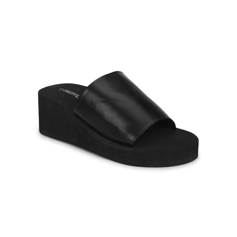 Truffle Collection Black Eva Slip On Wedges - UK 7