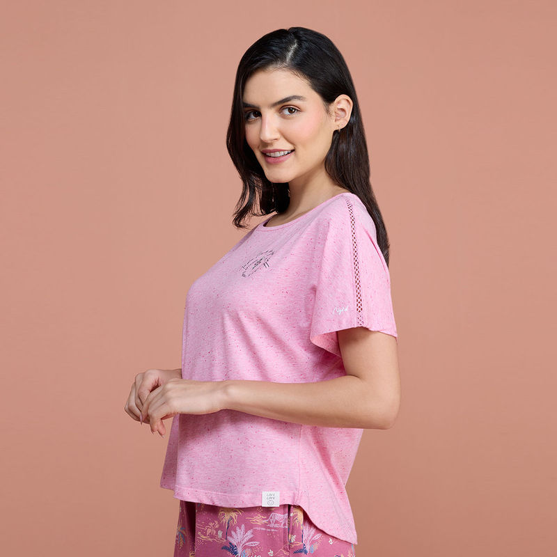 Nykd by Nykaa Neppy Lace Detail Tee - NYS134 - Pastel Lavender (S)