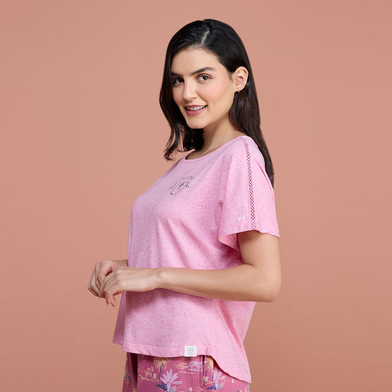 Nykd by Nykaa Neppy Lace Detail Tee - NYS134 - Pastel Lavender (XL)
