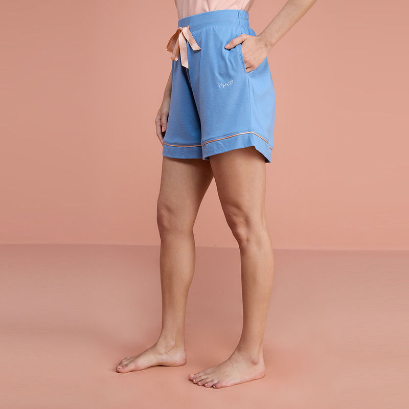 Nykd by Nykaa Neppy Lace Detail Tee - NYS134 - Coronet Blue (S)