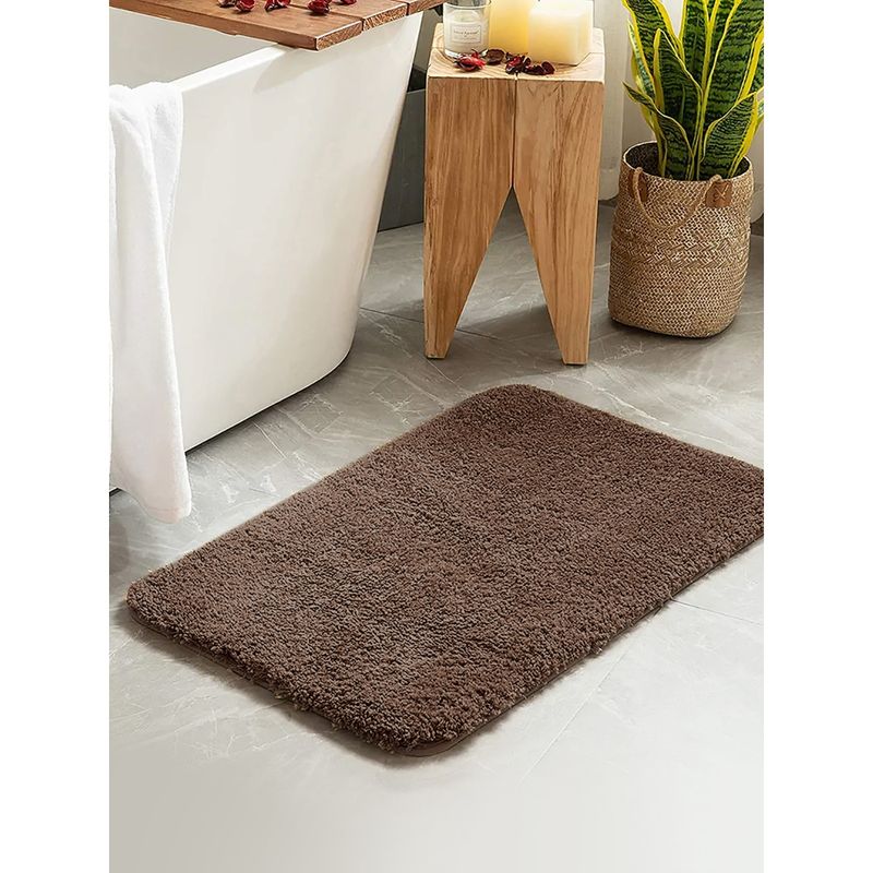 Nautica Ultra Soft Fluffy Anti Slip Bath Mat -1Pc Solid-Brown (M)