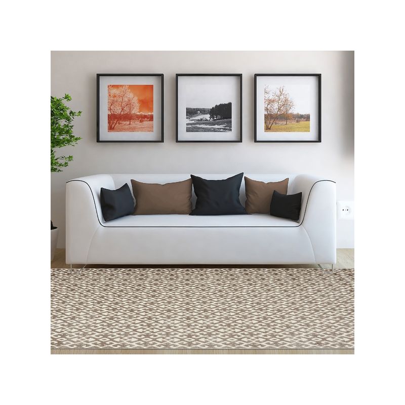 OBSESSIONS Anti Static Geometric Indoor Carpet, Brown (4 x 6 Feet)