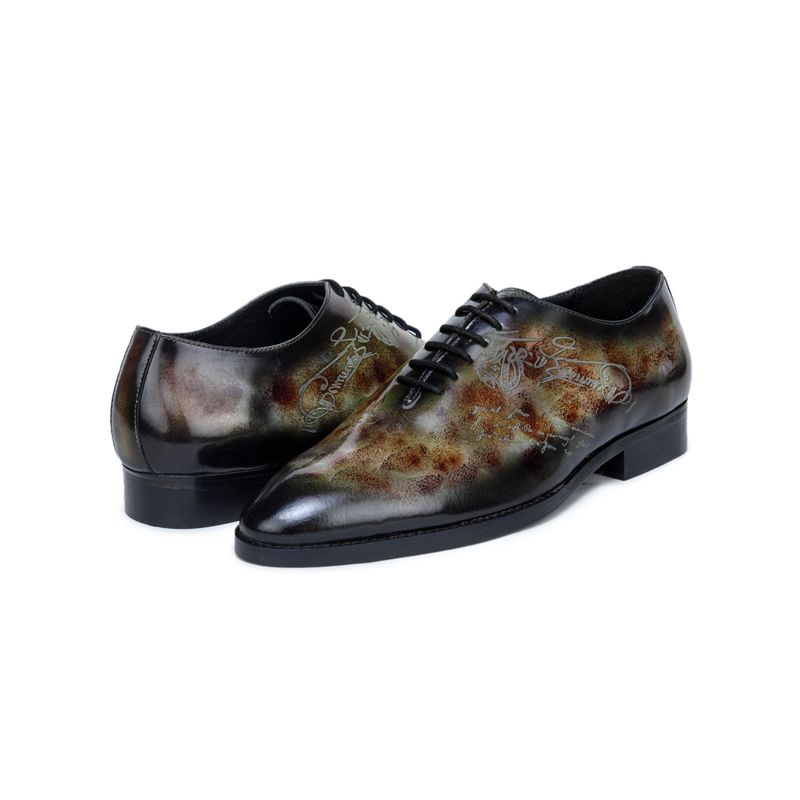 Mille Dollari Men Marble Patina Mirror Glossed Signature Detail Oxfords - Black (UK 5)