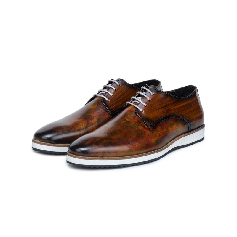 Mille Dollari Men Baron Patina Derbies - Brown (UK 5)