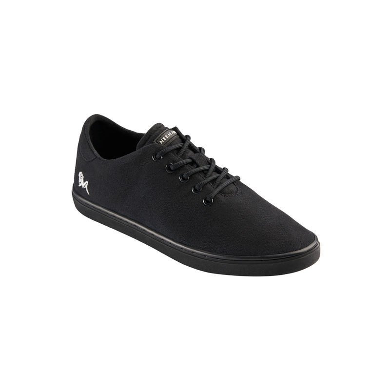 Neemans Cotton Classic Unisex Coal Black With Black Sole Sneakers - Uk 6