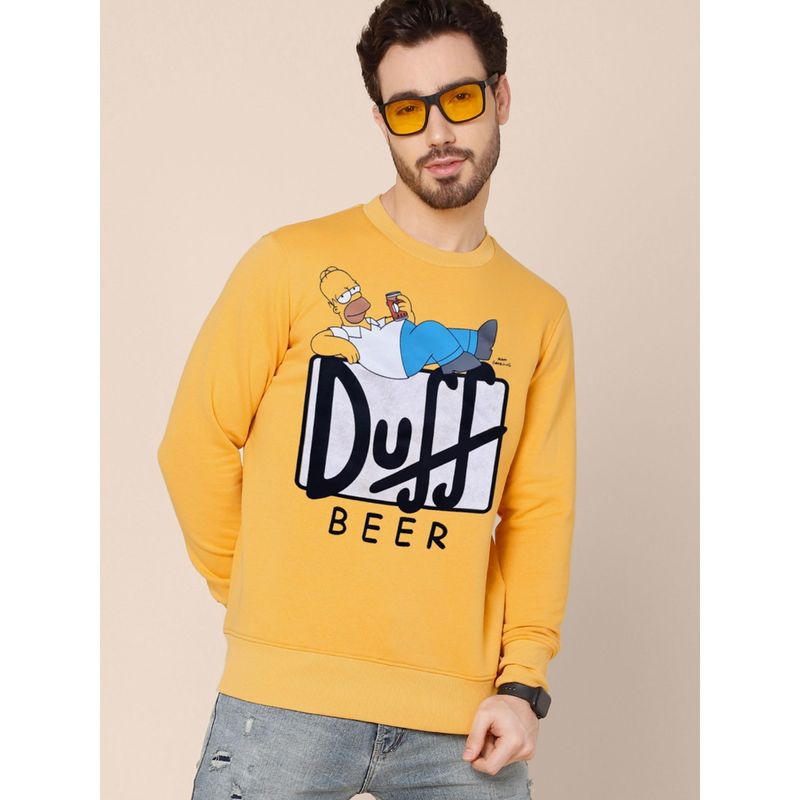 Free Authority Young Men Simpsons Printed Yellow Sweatshirt (L)