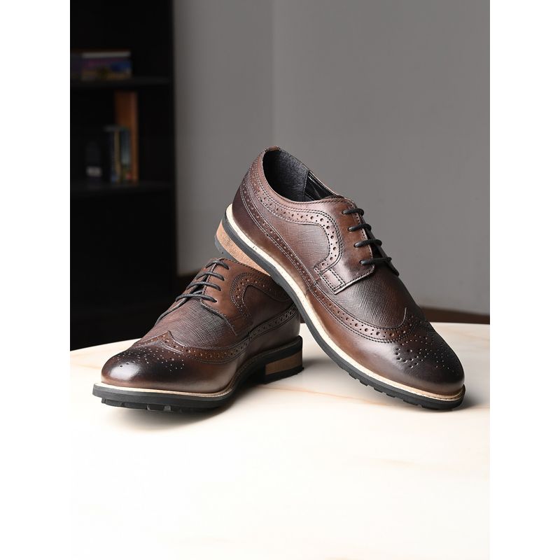 Louis Stitch Brown Men Leather Casual Brogue Shoes (UK 6)