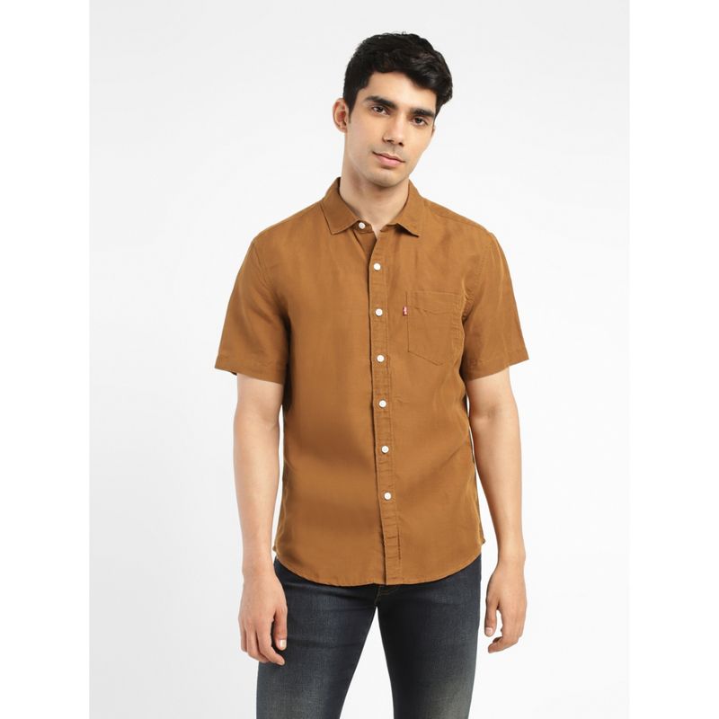 Levi's Men's Brown Solid Shirt (XL)
