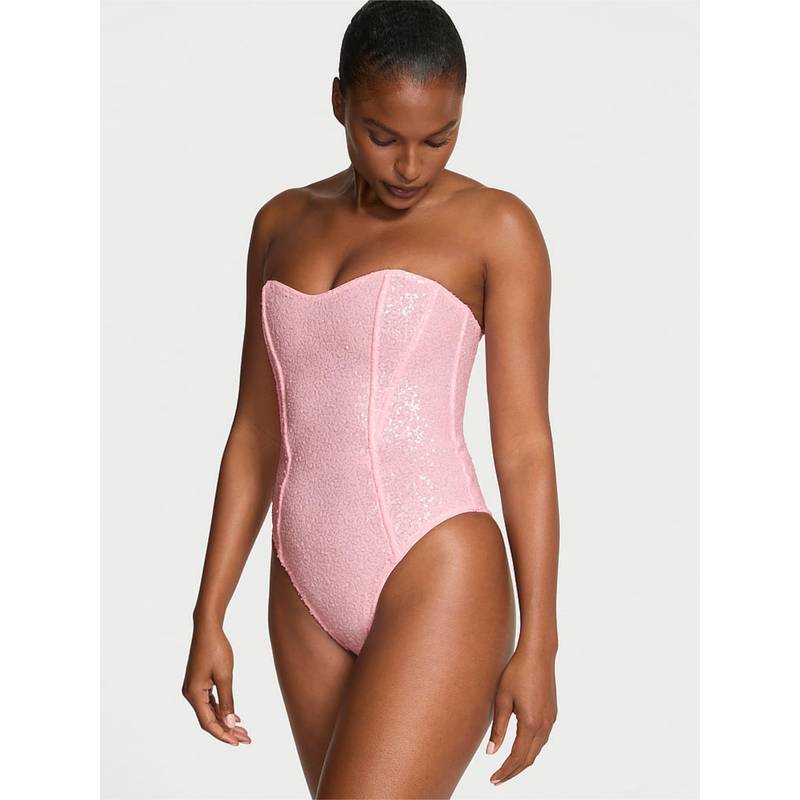 Victoria's Secret Pink Dream Angels Sequined Strapless Bodysuit (XS)