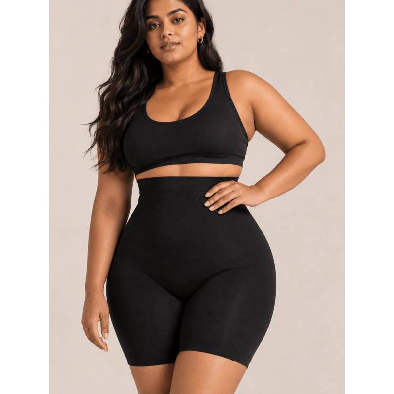 Shop The Edit Black All Day Wear High-Waisted Tummy Control Shorts (XS)
