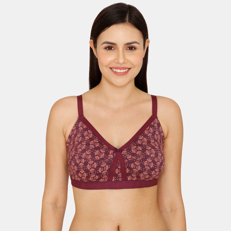 Zivame Rosaline Everyday Double Layered Non Wired Full Coverage Super Support Bra - Purple (34D)