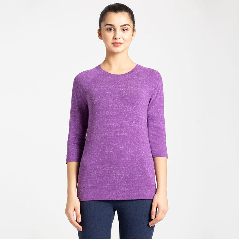 Jockey Purple Snow Melange 3 quarter Sleeve T-Shirt Style Number-AW14 - (L)