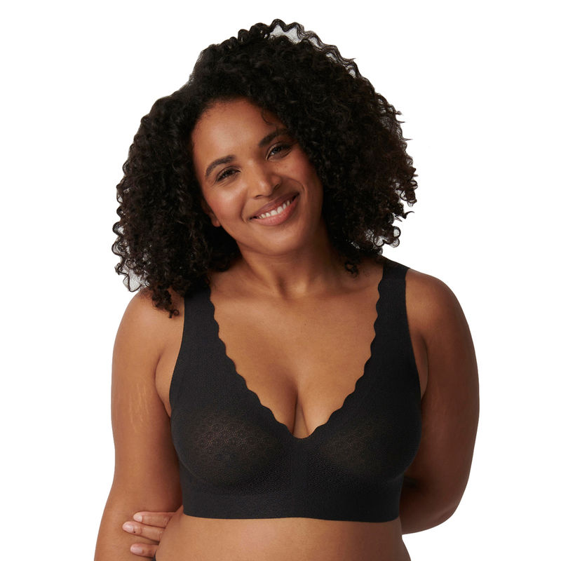 Sloggi Women Zero Feel Seamless Padded Wireless Lace Bralette Black (XS)
