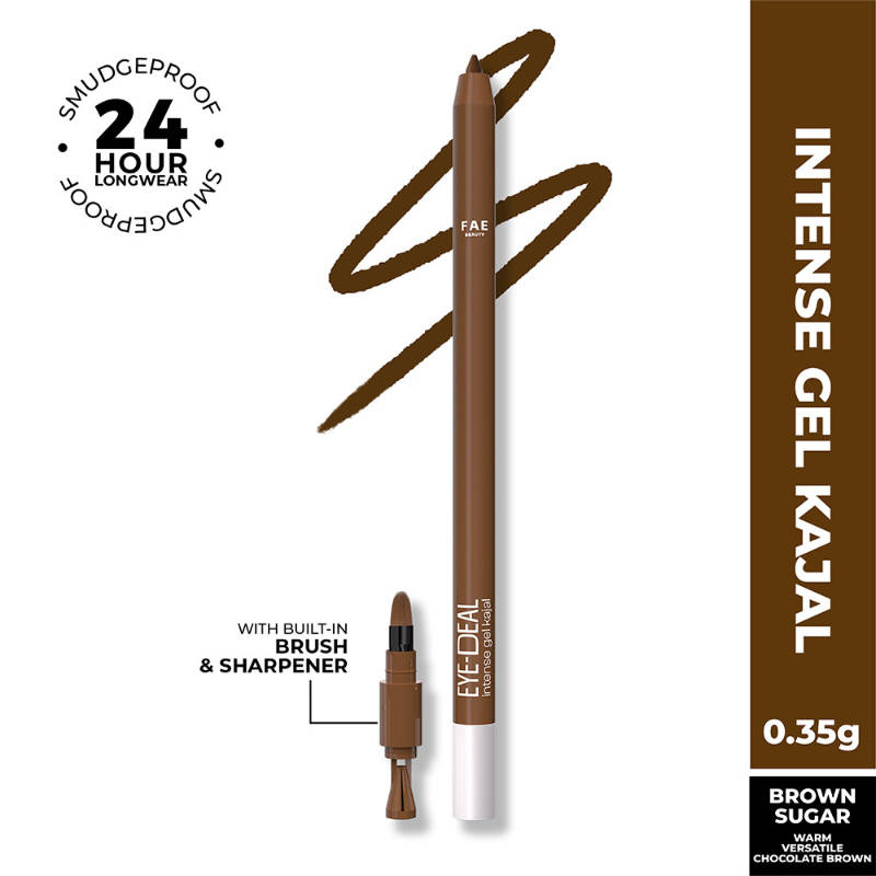 FAE Beauty Eye-Deal Kajal - 24Hr Waterproof, Smudge-Proof with in-built Sharpener - Brown Sugar