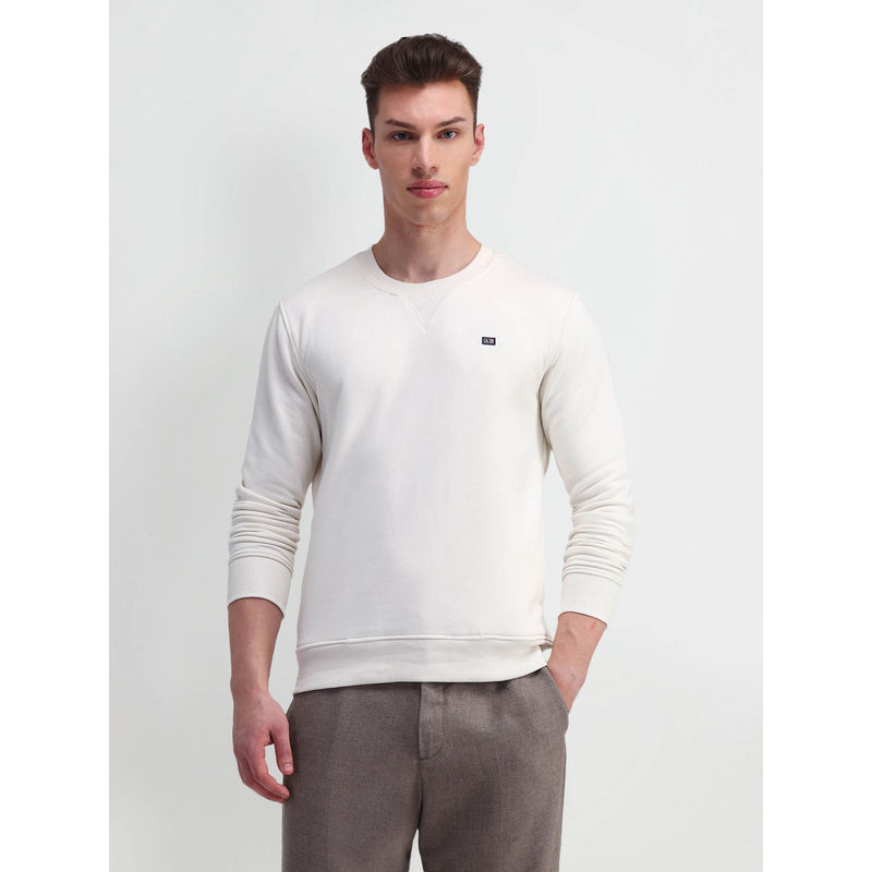 Arrow Sports Men Off White Solid Sweatshirt (M)