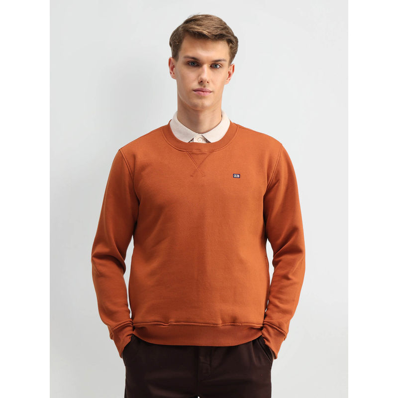 Arrow Sports Men Rust Solid Sweatshirt (XL)
